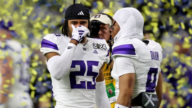 Elijah Jackson and Thaddeus Dixon after the national championship game.